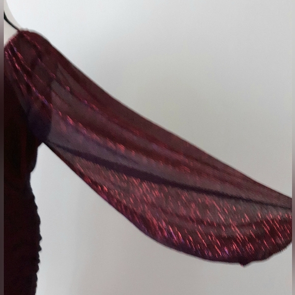 Aqua Metallic Pleated Mini Dress NWT - Picture 6 of 11